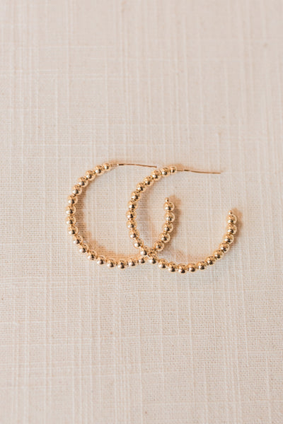 Beaded Gold Hoops