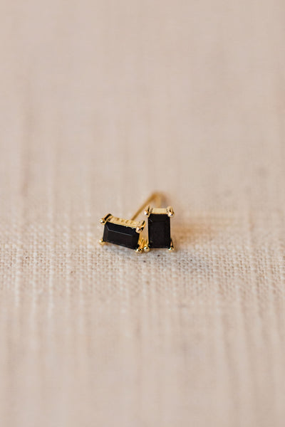 Black Baguette Studs