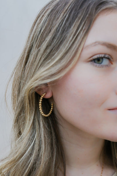 Beaded Gold Hoops