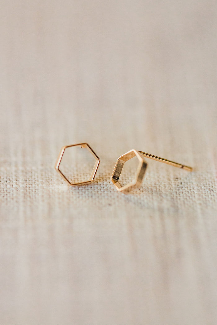 Gold Honeycomb Studs